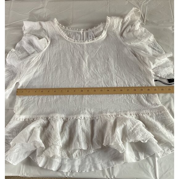 NWT Liverpool Womens Ruffled Hem White Top Size L Lightweight Cotton Blend NEW - Picture 3 of 13